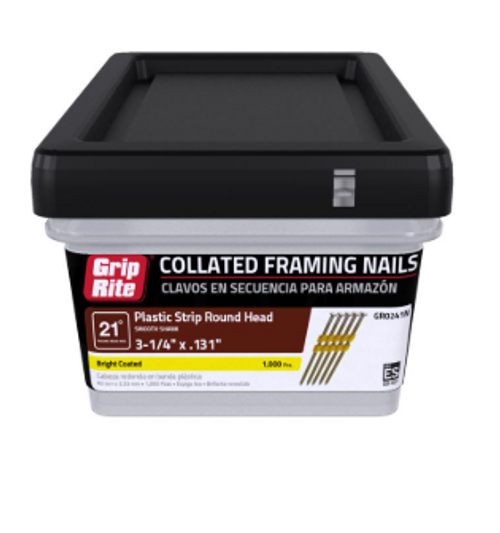 3-1/4 in. L X 10-1/4 Ga. Angled Strip Brite Framing Nails 21 deg 1000 pk - No. GR0241M