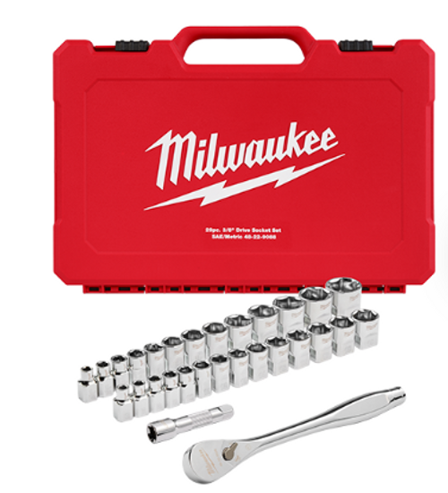 29pc 3/8" Drive Metric & SAE Ratchet and Socket Set with FOUR FLAT™ SIDES - No. 48-22-9088 29pc 3/8" Drive Metric & SAE Ratchet and Socket Set with FOUR FLAT™ SIDES - No. 48-22-9088