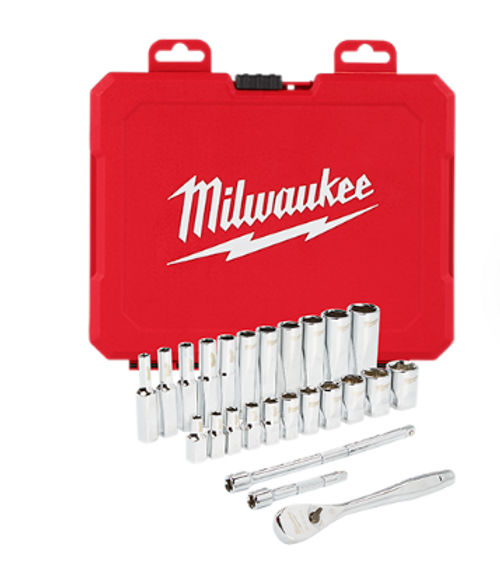 1/4" Drive 26pc Ratchet & Socket Set - SAE - No. 48-22-9404 1/4" Drive 26pc Ratchet & Socket Set - SAE - No. 48-22-9404