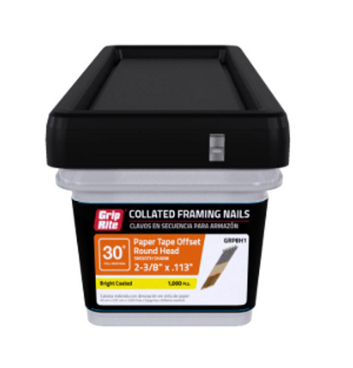 2-3/8 in. L X 12 Ga. Angled Strip Bright Framing Nails 30 deg 1000 pk - No. GRP8H1