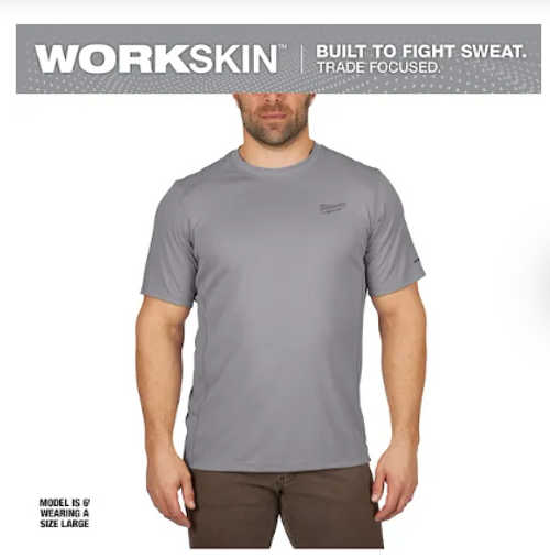 WORKSKIN™ Lightweight Performance Shirt - Short Sleeve Gray S - No. 414G-S WORKSKIN™ Lightweight Performance Shirt - Short Sleeve Gray S - No. 414G-S