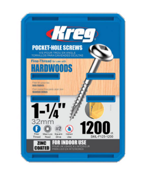 No. 7 X 1-1/4 in. L Square Zinc-Plated Fine Pocket-Hole Screw 1200 pk - No. SML-F125-1200 No. 7 X 1-1/4 in. L Square Zinc-Plated Fine Pocket-Hole Screw 1200 pk - No. SML-F125-1200