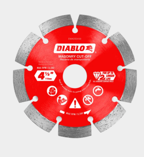 4-1/2" Diamond Segmented Masonry Cut-Off Blade - No. DMADS0450 4-1/2" Diamond Segmented Masonry Cut-Off Blade - No. DMADS0450