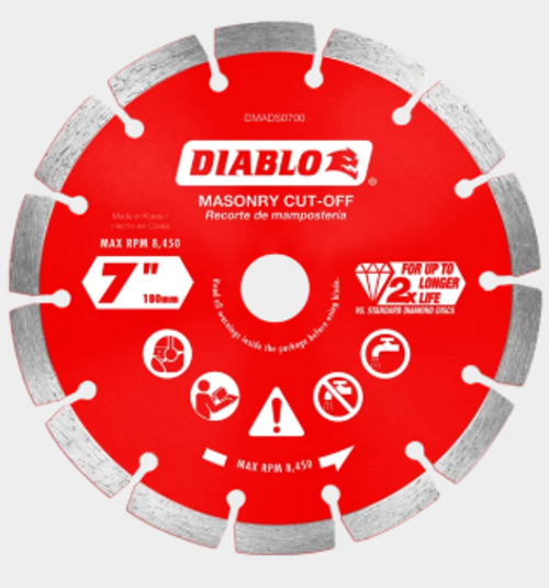 7" Diamond Segmented Masonry Cut-Off Blade - No. DMADS0700 7" Diamond Segmented Masonry Cut-Off Blade - No. DMADS0700