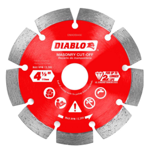 4-1/2 in. D X 7/8 in. Diamond Masonry Cut-Off Disc 1 pk - No. DMADS0450