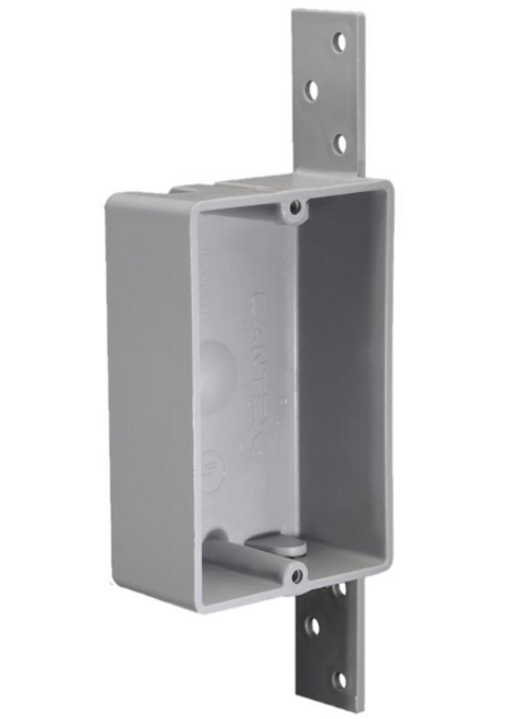 EZ Box Shallow Bracketed PVC Electrical Box 1 Gang 8.0 Cu In 2-3/8"X3-1/2"X1-1/4" 1 Gang - No. EZ08SB