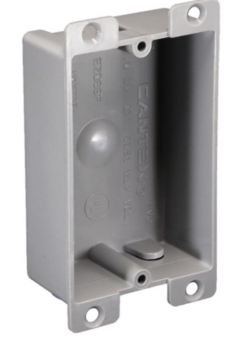 EZ Box Shallow Flanged PVC Electrical Box 8.0 Cu In 2-3/8"X3-1/2"X1-1/4" 1 Gang - No. EZ08SF
