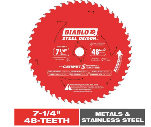 Steel Demon 7-1/4 in. D X 5/8 in. Cermet Metal Saw Blade 48 teeth - No. D0748CFX