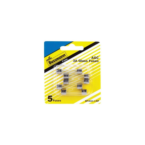 Buss Fuse 3A, 5/PK - No. BP/AGC-3