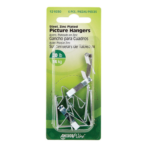 Picture Hanger Hook, 30 Lb, 6/PK - No. 121030