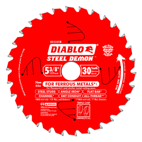 5-3/8" X 30 Tooth, 20 mm Arbor, Steel Demon Metal Saw Blade - No. D0530FM 5-3/8" X 30 Tooth, 20 mm Arbor, Steel Demon Metal Saw Blade - No. D0530FM