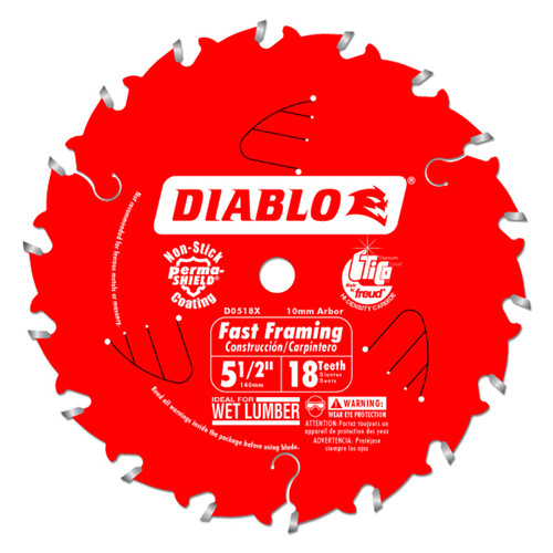5-1/2" X 18 Tooth Fast Framing Trim Saw Blade - No. D055018WMX 5-1/2" X 18 Tooth Fast Framing Trim Saw Blade - No. D055018WMX