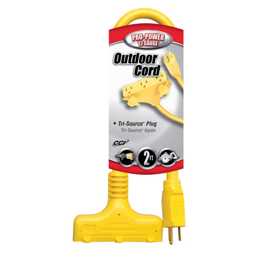 12/3 2' STW Tri-Source Extension Cord Yellow - No. 04112 12/3 2' STW Tri-Source Extension Cord Yellow - No. 04112