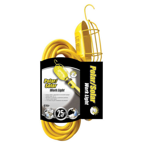 25 Ft 14/3'SJEO Yellow Trouble Light, Metal Guard & Outlet - No. 05657 25 Ft 14/3'SJEO Yellow Trouble Light, Metal Guard & Outlet - No. 05657