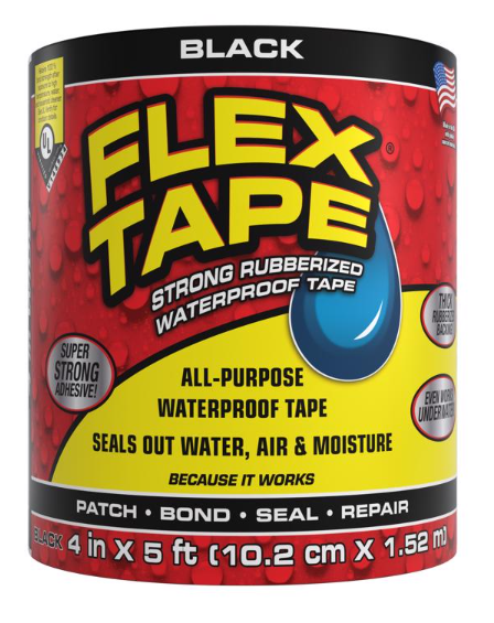 4" X 5 ft Flex Tape, Black - No. TFSBLKR0405