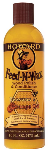 HOWARD Feed n Wax Wood & Conditioner Beeswax Polish, Orange, 16 Fl Oz, Pack  of 2