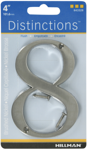 4 in. Silver Zinc Die-Cast Screw-On Number 8 1 pc - No. 843328 ...