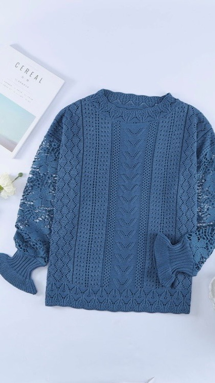 Blue - Pointelle Knit