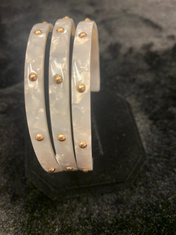 Gold Studded Resin Cuffs Set Of 3 By Mud Pie 