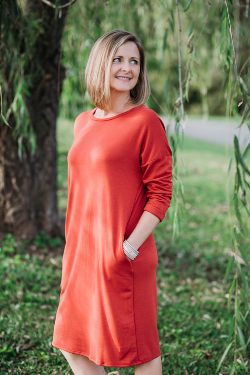 Orange Sweatshirt Dress