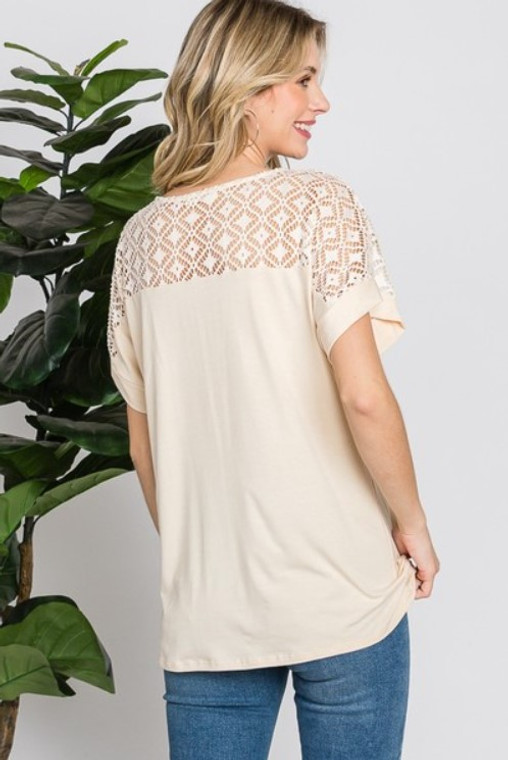Diamond Pattern Lace Accent Top