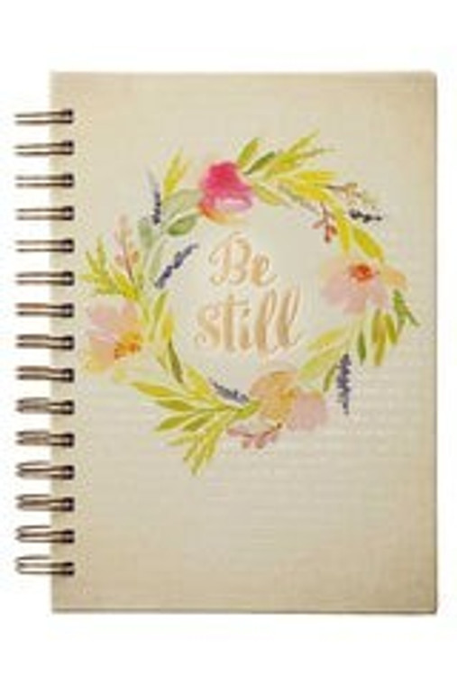 Be Still Floral Watercolor Large Wirebound Journal