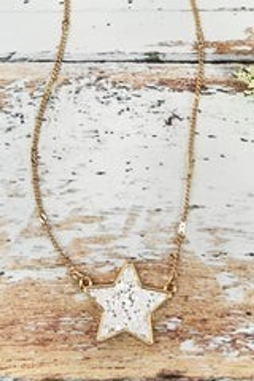 White Glitter Star Pendant Necklace