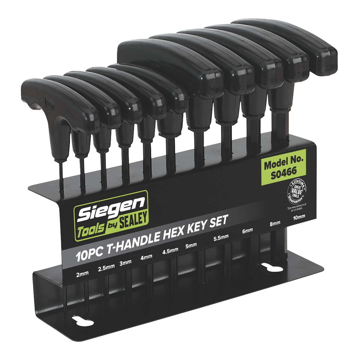 10pc T-Handle Hex Key Set | S0466 | Sealey