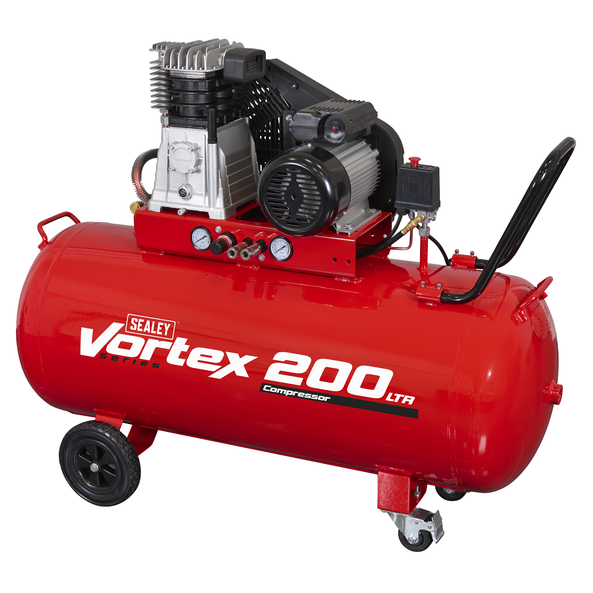 200L Belt Drive Air Compressor with Cast Cylinders & Wheels 3.5hp