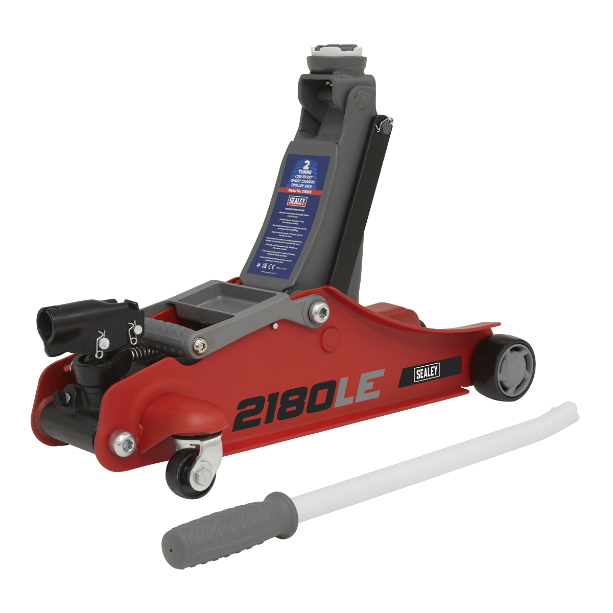 180° Handle Trolley Jack 2t Low Profile Short Chassis - Red