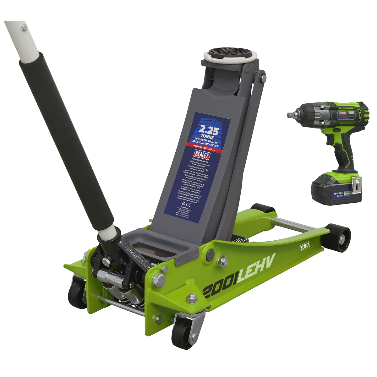 2.2 T Trolley Jack/18V Cordless Impact Wrench | 2001LEHVCOMBO | Sealey