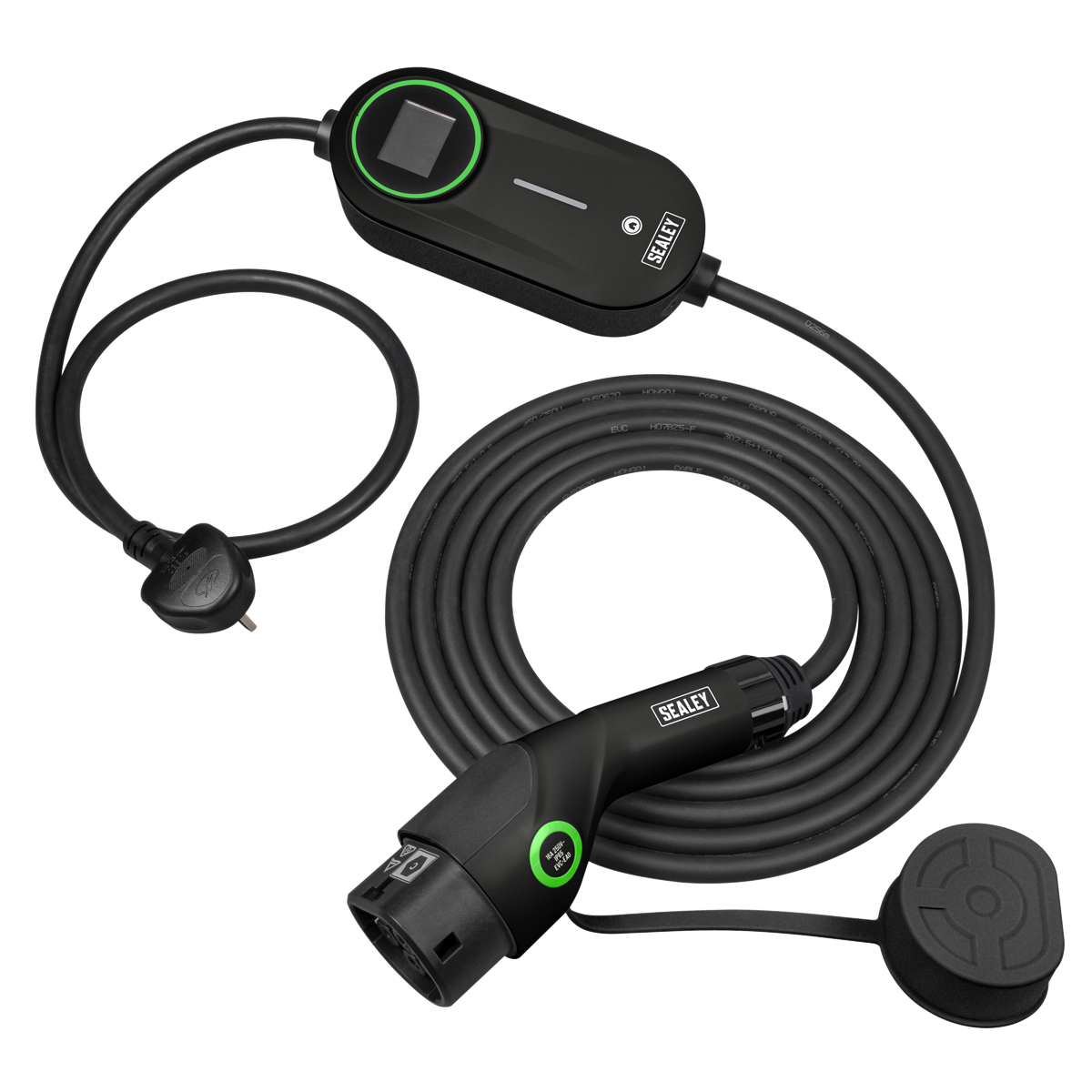 Adjustable (3.5KW) Type 2 to UK 3-Pin Plug Portable EV Charger - 5m Cable |  EVAC2 | Sealey