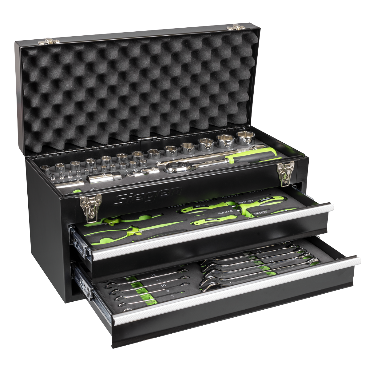 Siegen Tool Kit 90pc with 2 Drawer Portable Tool Chest | S01055