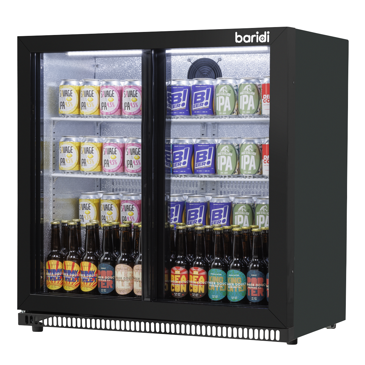 Double Sliding Door Drinks Fridge/Cooler, 193L DH273 Baridi