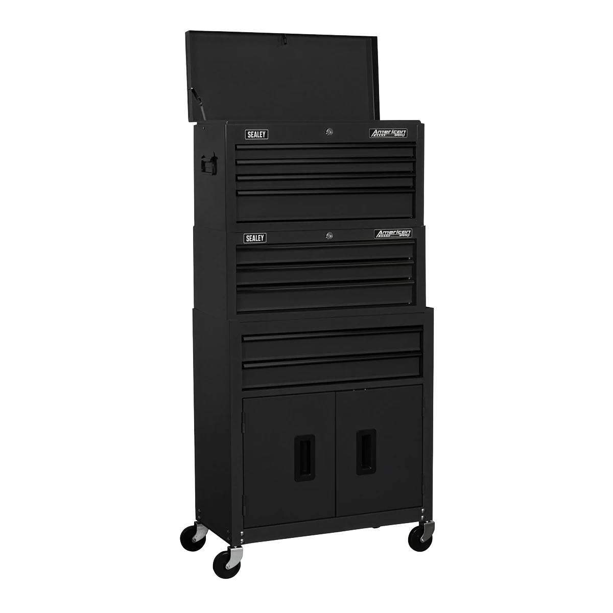 Sealey Sealey American Pro Topchest, Mid-Box Tool Chest & Rollcab Stack 9 Drawer - Black