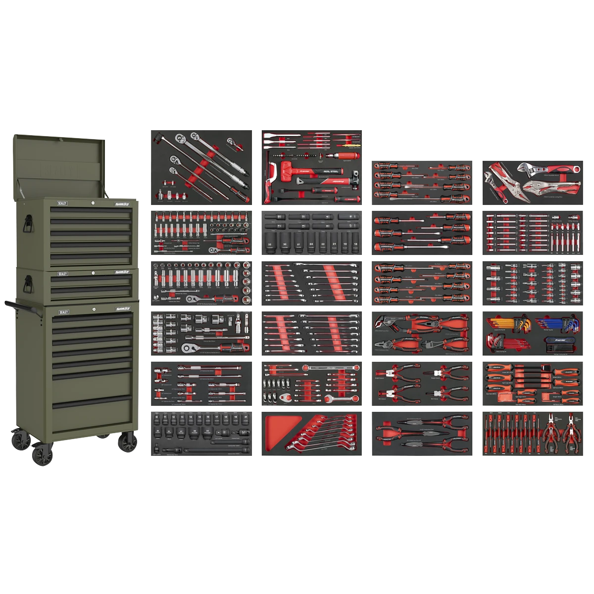 Sealey Sealey Superline PRO Tool Chest Combination 14 Drawer with 447pc Tool Kit - Khaki