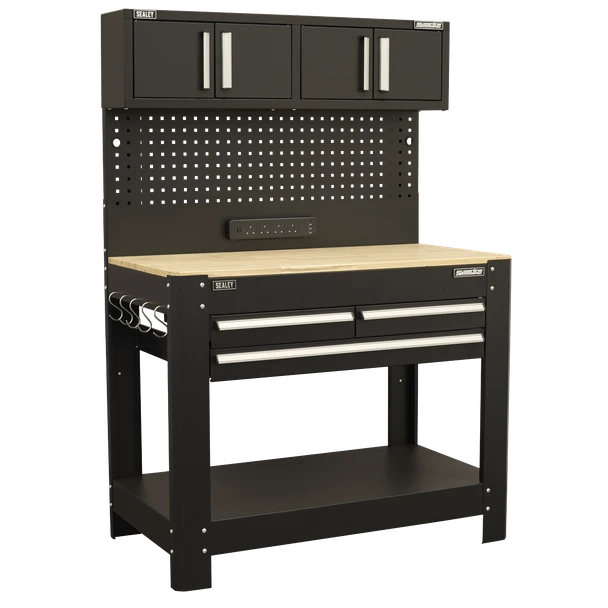 Sealey Sealey AP12701 Superline PRO Workbench with Pegboard Back Panel, Power Bar & Wooden Worktop