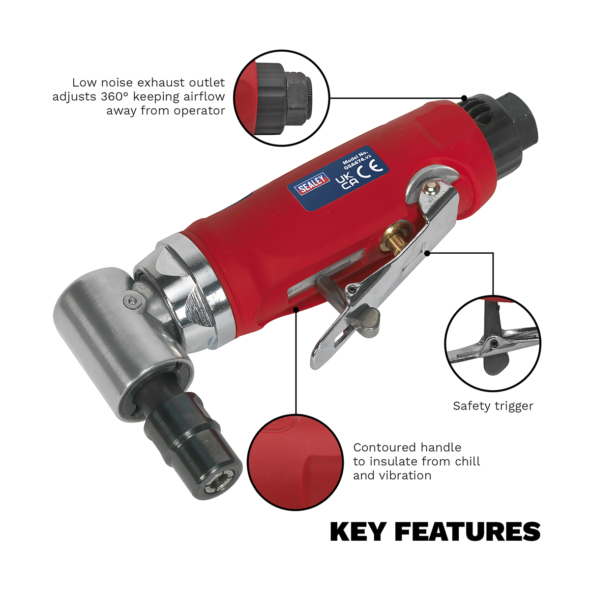90° Angle Air Die Grinder | GSA674 | Sealey