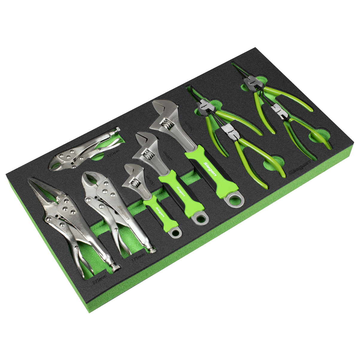 Tool Tray with Adjustable Wrench & Pliers Set 10pc | S01278 | Sealey