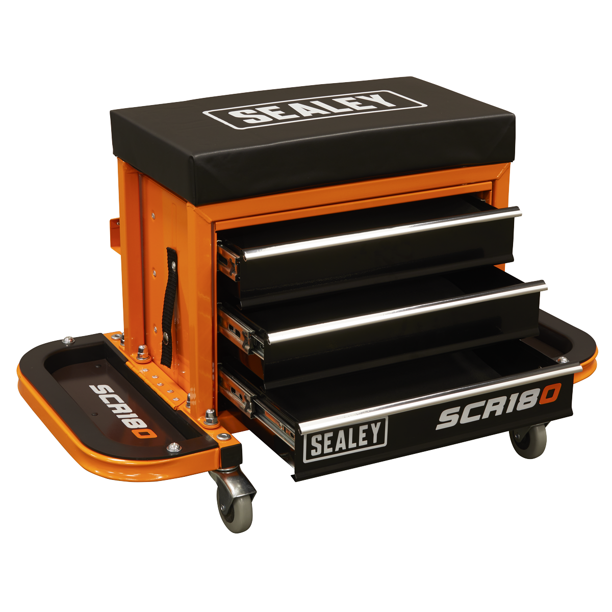 Mechanic's Utility Seat & Toolbox - Orange | SCR18O | Sealey