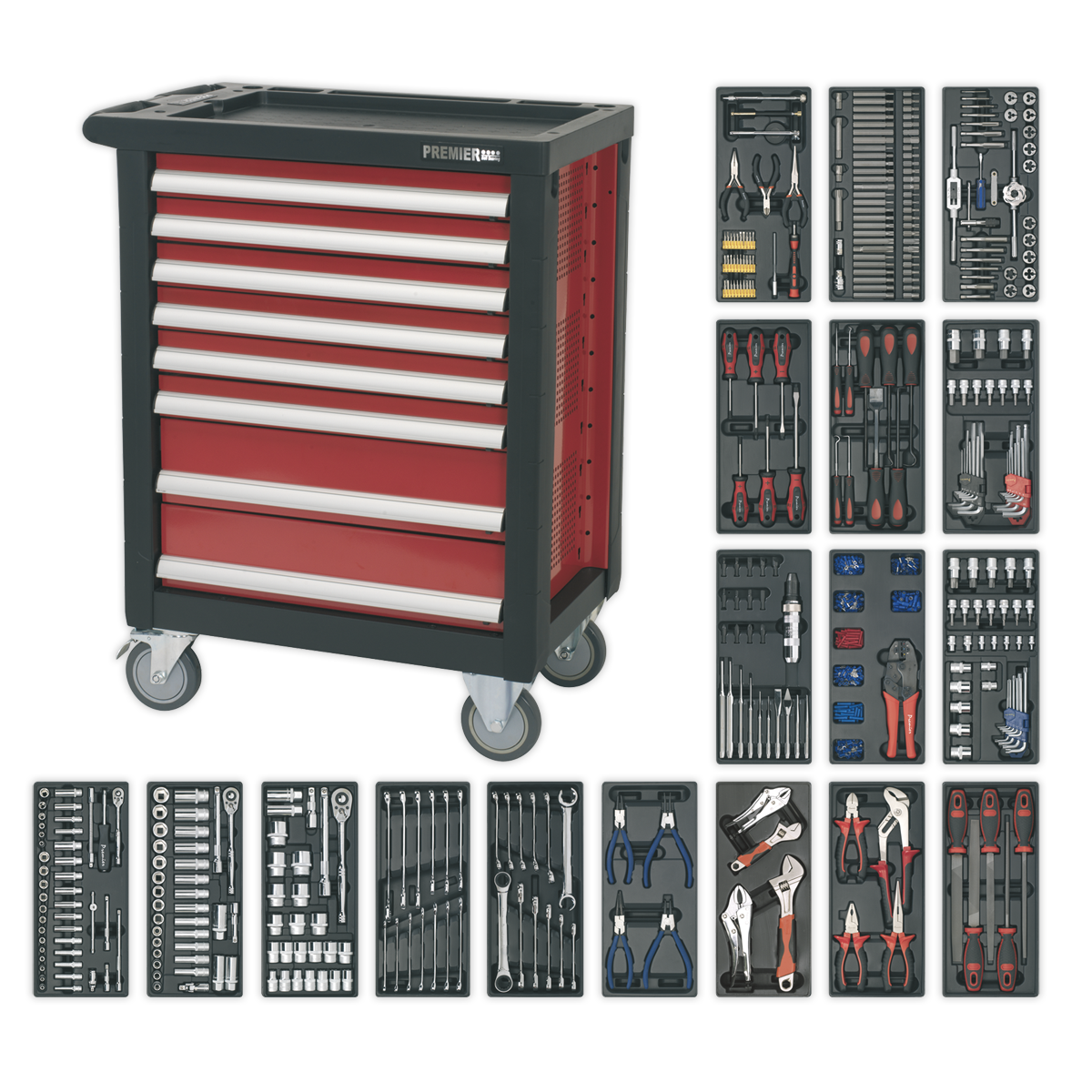 8 Drawer Rollcab Ball-Bearing Slides 707pc Tool Kit | AP2408TTC08