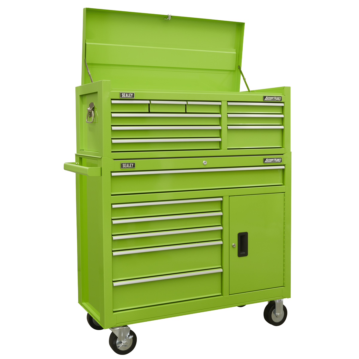Topchest/Rollcab Combo 15 Drawer Ball-Bearing Slides - Green