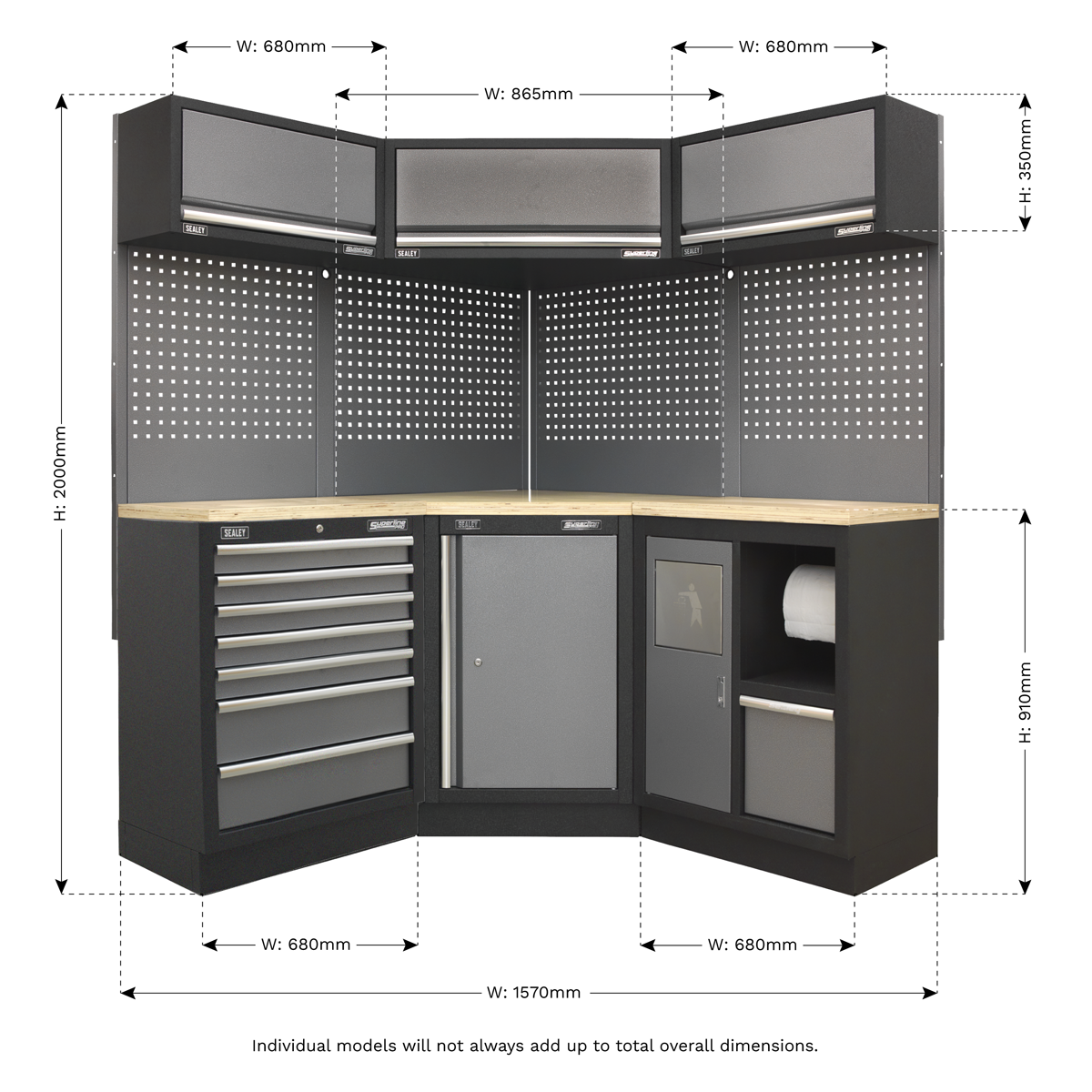 Modular Storage System - Pressed Wood Worktop | APMSSTACK08W | Sealey