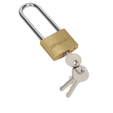 40mm Long Shackle Brass Body Padlock - Brass Cylinder | S0989 | Sealey