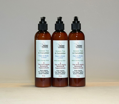Body Lotion - Green Tea & Cucumber Face & Body Lotion With The Anti-Aging Botanical Tepezcohuite 8 oz Body Lotion - Green Tea & Cucumber Face & Body Lotion With The Anti-Aging Botanical Tepezcohuite 8 oz