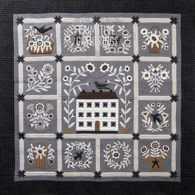 Black Star Flower Farm Pattern-Cotton Applique Version PRI-2111