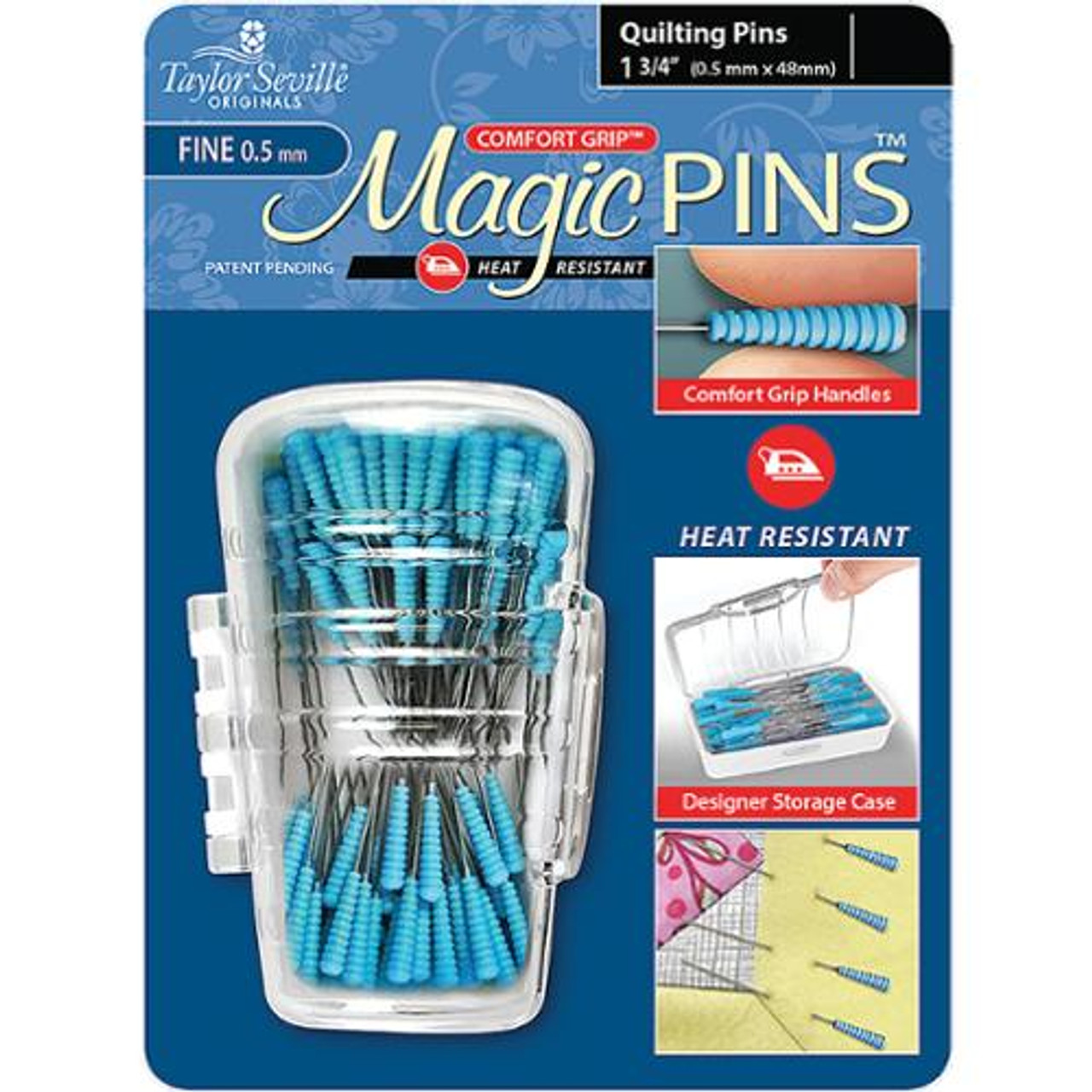 Taylor Seville Magic Pins Flat Head Fine Blue 50