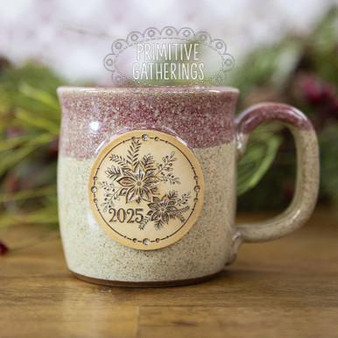Primitive Gatherings Poinsettia Christmas Mugs