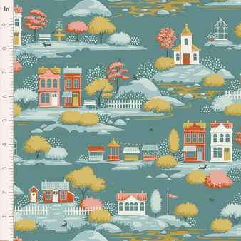 Tilda Village Life 110180 Village Teal One Yard