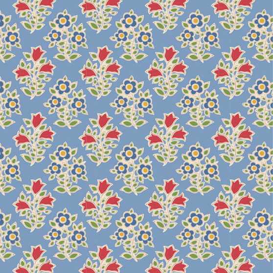 Tilda Jubilee 110100 Farm Flowers Light Blue One Yard